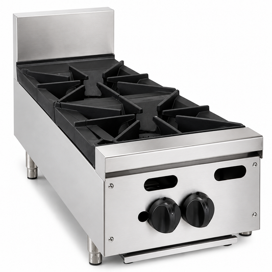 PFE 12" Natural Gas/Propane Open Burner – 2 Burners, 30,000 BTU/Burner
