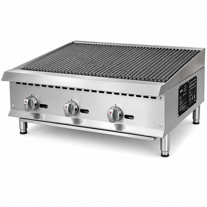 PFE 36" Natural Gas/Propane Radiant Charbroiler – 3 Burners