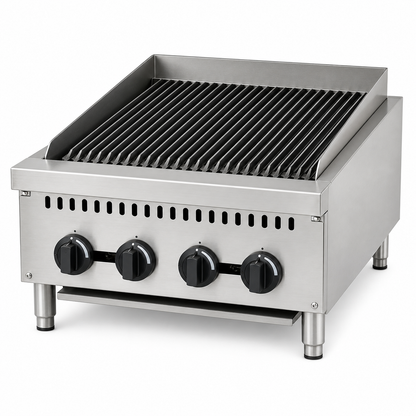 PFE 24" Natural Gas/Propane Heavy-Duty Charbroiler – 4 Burners