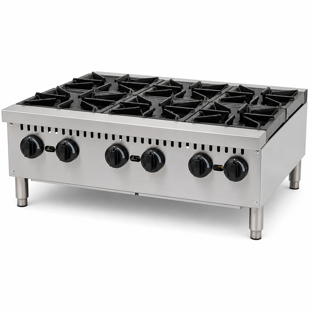 PFE 36" Natural Gas/Propane Open Range – 6 Burners, 30,000 BTU/Burner
